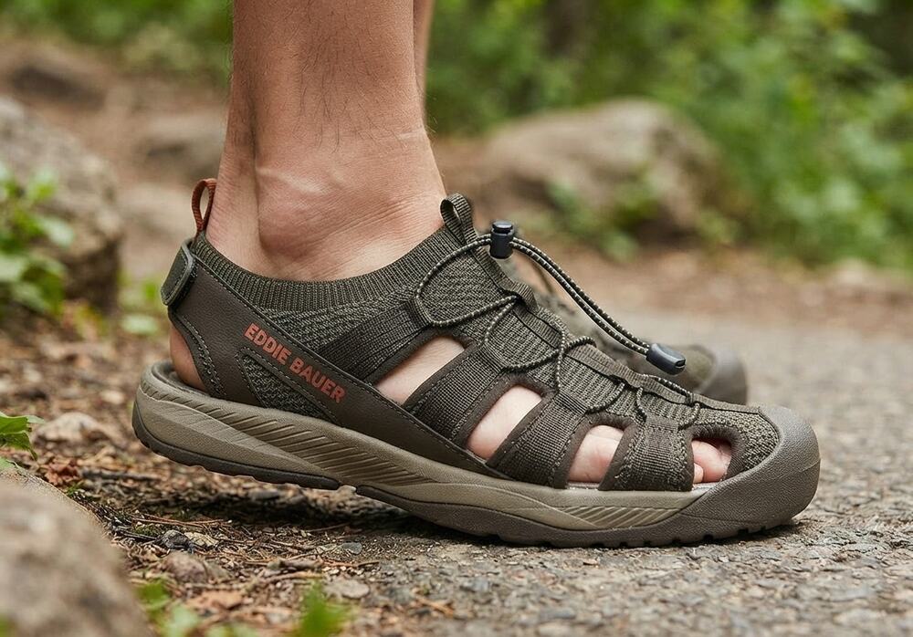 Eddie Bauer Yesler Hiking Sandals Mens 9M Brown Sport Water Outdoor Gorpcore NIB